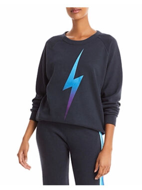 AVIATOR NATION Bolt Fade Crewneck Sweatshirt Navy Size Large